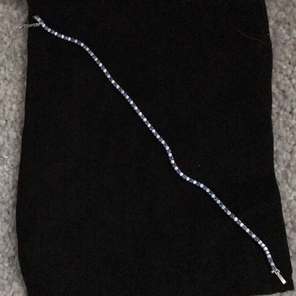 CZ and sapphire type bracelet sterling silver